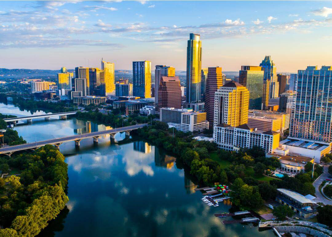 Austin, TX skyline along the river