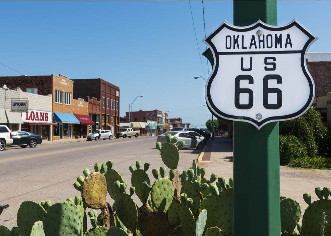 Route 66 in a small town in Oklahoma