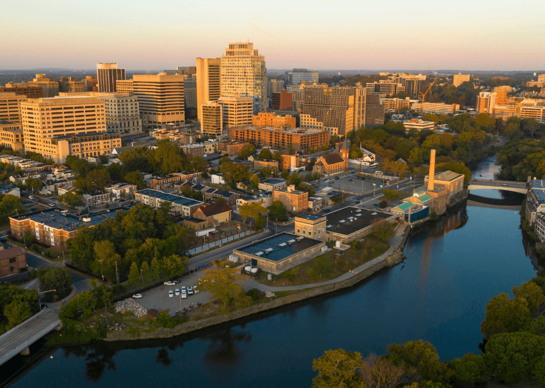 Aerial view of a city skyline in Delaware