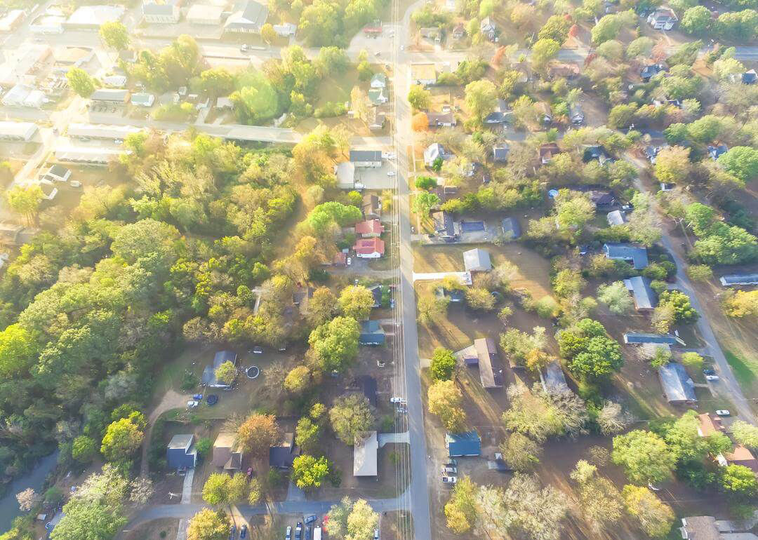 Aerial view of houses in Arkansas