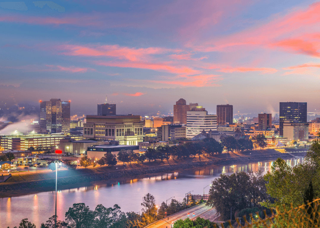 Downtown skyline of a city in West Virginia