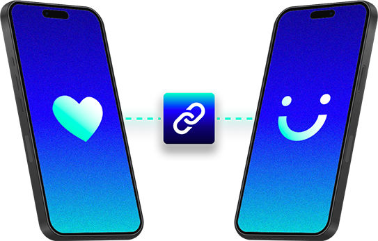 Phone with visible smiley emoji held in front of blue light