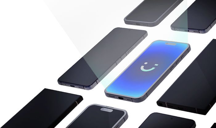 rows of cell phones