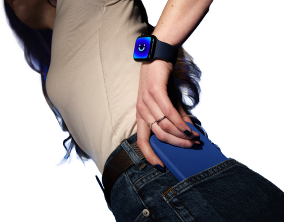 woman wearing smart watch