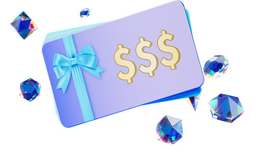 giftcard with floating jewels