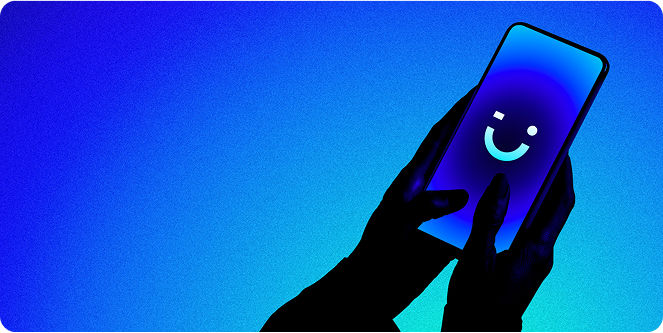 magnifying glass over a blue background