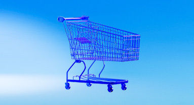 shopping cart over a blue background