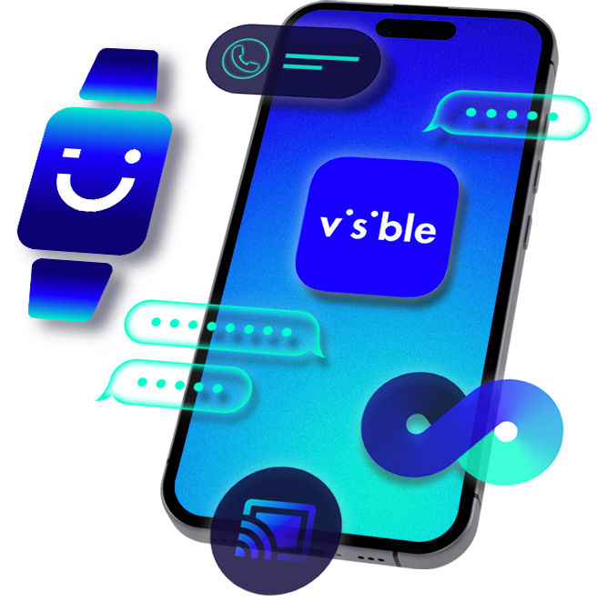 person wearing smartwatch displaying a smile emoji