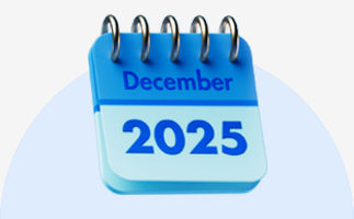 blue calendar showing the month of december twenty twenty-five
