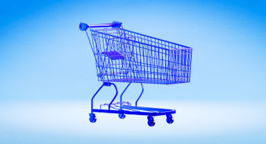 shopping cart over a blue background