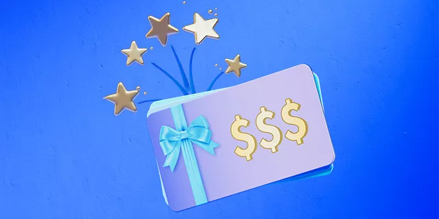 giftcard with dollar signs and stars 