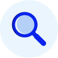 magnifying glass in blue circle