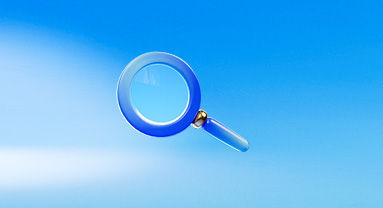 magnifying glass over a blue background