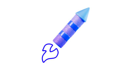 blue rocket taking off