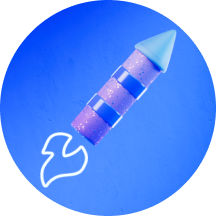 Blue rocket pointing upwards